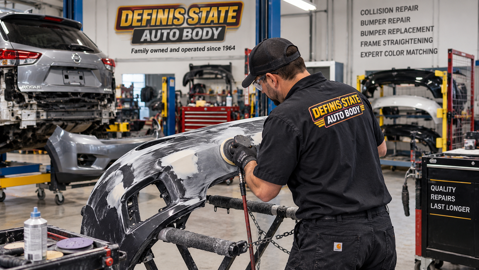 Domestic and Import Auto Body Repair 19124 Frankford Oxford Circle, foreign and domestic cars repaired and refinished at Definis Auto Body near Frankford Avenue and Oxford Circle