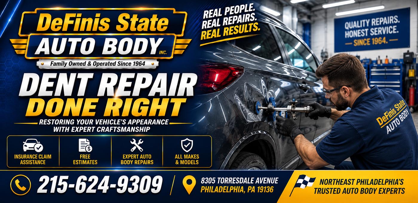 Collision Repair Somerton 19116 auto body shop serving Bustleton 19115, Parkwood 19154 and Northeast Philadelphia with dent repair, bumper replacement, paint matching, frame straightening and insurance claim assistance for cars, trucks and fleet vehicles.