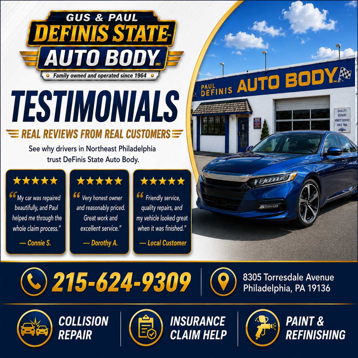 Collision repair customer reviews Bustleton 19115 Torresdale Mayfair
